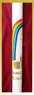 Kommunionkerz,e Motiv "Kirche"