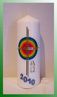 Osterkerze Regenbogenkreis