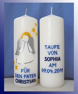 Patenkerze mit Schutzengel