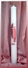 Motiv "Taube", 400/40 mm; Details: Ton in Ton in Blau oder Rosa mit Kreuz, Taube, Alpha und Omega