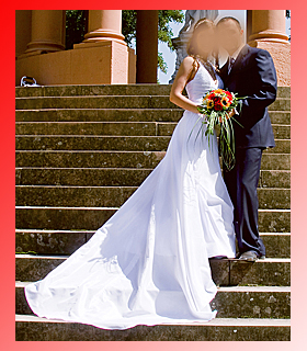 Brautkleid mit langer abnehmbarer Schleppe Gr. 34 36 wei&szlig;