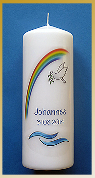 Patenkerze mit Regenbogen
