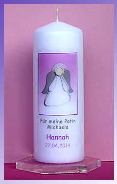 Patenkerze mit Schutzengelmotiv passend zur Taufkerze