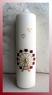 Stumpenkerze mit Riesenrad - zum Beispiel zur Hochzeit