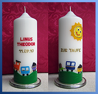 Taufkerze Eisenbahn (Stumpenkerze)