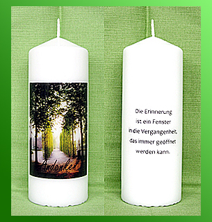 Trauerkerze mit Fotodruck und individuellem Spruch