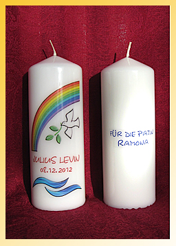 Patenkerze mit Druckmotiv passend zur Taufkerze